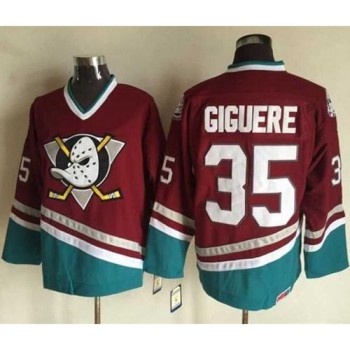 Ducks #35 Jean-Sebastien Giguere Red CCM Throwback Stitched NHL Jersey Ducks #35 Jean-Sebastien Giguere Red CCM Throwback Stitched NHL Jersey