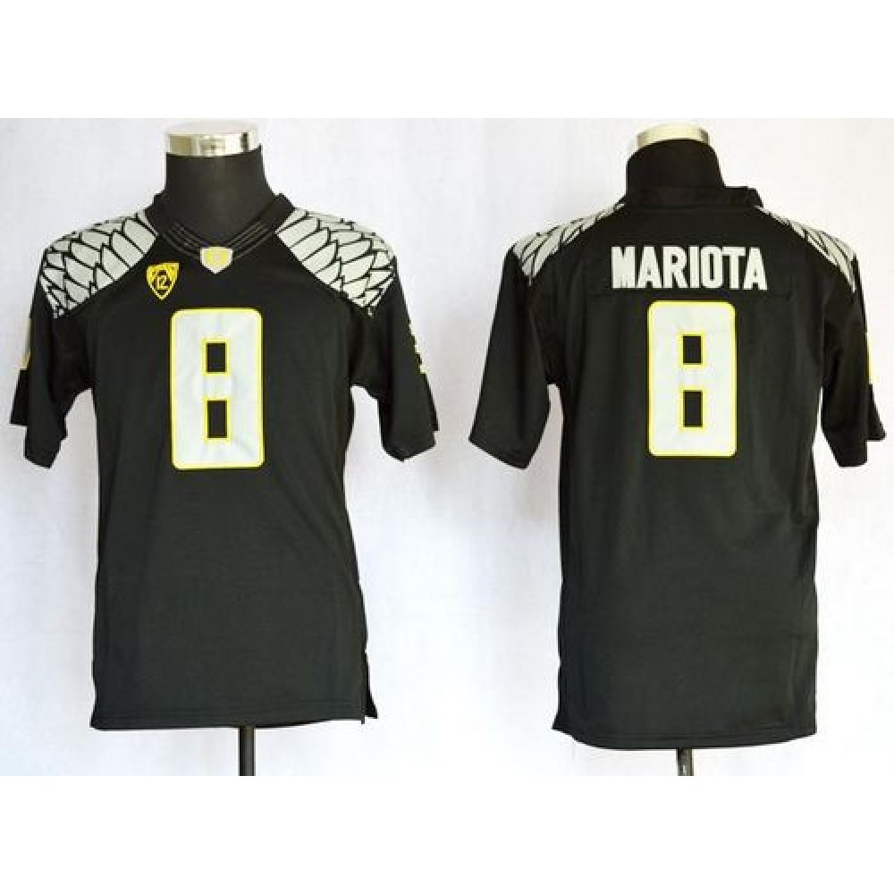 Ducks #8 Marcus Mariota Black Limited Stitched Youth NCAA Jersey