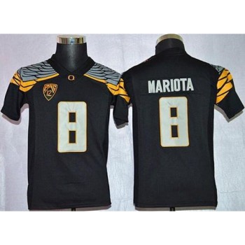 Ducks #8 Marcus Mariota Black Mach Speed Limited Stitched Youth NCAA Jersey