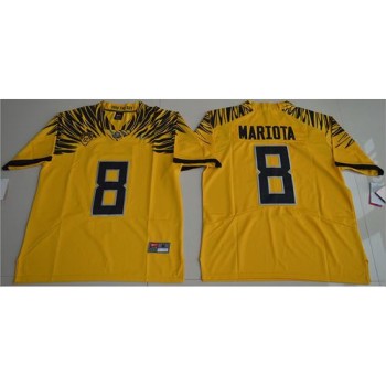 Ducks #8 Marcus Mariota Yellow Limited Stitched NCAA Jersey