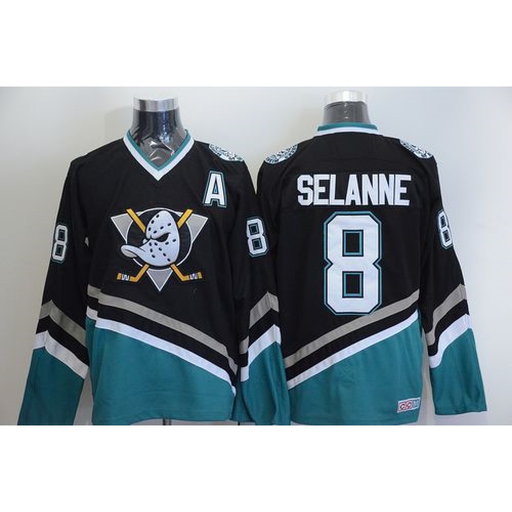 Ducks #8 Teemu Selanne Black CCM Throwback Stitched NHL Jersey