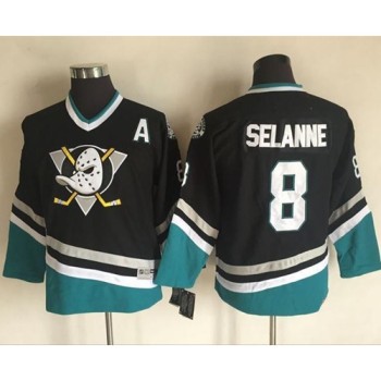 Ducks #8 Teemu Selanne Black CCM Throwback Youth Stitched NHL Jersey Ducks #8 Teemu Selanne Black CCM Throwback Youth Stitched NHL Jersey
