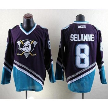 Ducks #8 Teemu Selanne Purple/Turquoise CCM Throwback Stitched NHL Jersey Ducks #8 Teemu Selanne Purple/Turquoise CCM Throwback Stitched NHL Jersey