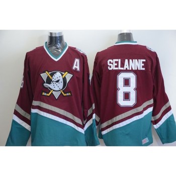 Ducks #8 Teemu Selanne Red CCM Throwback Stitched NHL Jersey Ducks #8 Teemu Selanne Red CCM Throwback Stitched NHL Jersey