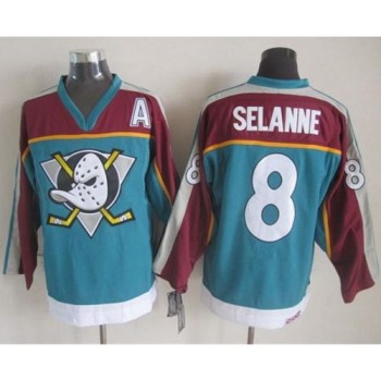 Ducks #8 Teemu Selanne Red/Turquoise CCM Throwback Stitched NHL Jersey Ducks #8 Teemu Selanne Red/Turquoise CCM Throwback Stitched NHL Jersey