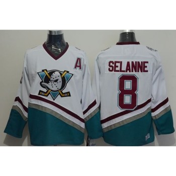 Ducks #8 Teemu Selanne White CCM Throwback Stitched NHL Jersey Ducks #8 Teemu Selanne White CCM Throwback Stitched NHL Jersey