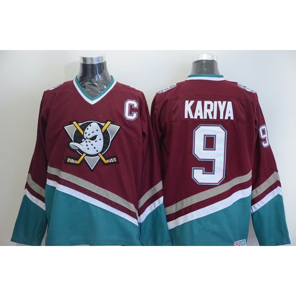 Ducks #9 Paul Kariya Red CCM Throwback Stitched NHL Jersey