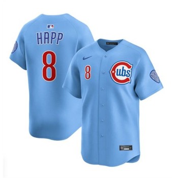 Men's Chicago Cubs #8 Ian Happ Blue 2024/25 2nd Alternate Limited Stitched Baseball Jersey Men's Chicago Cubs #8 Ian Happ Blue 2024/25 2nd Alternate Limited Stitched Baseball Jersey