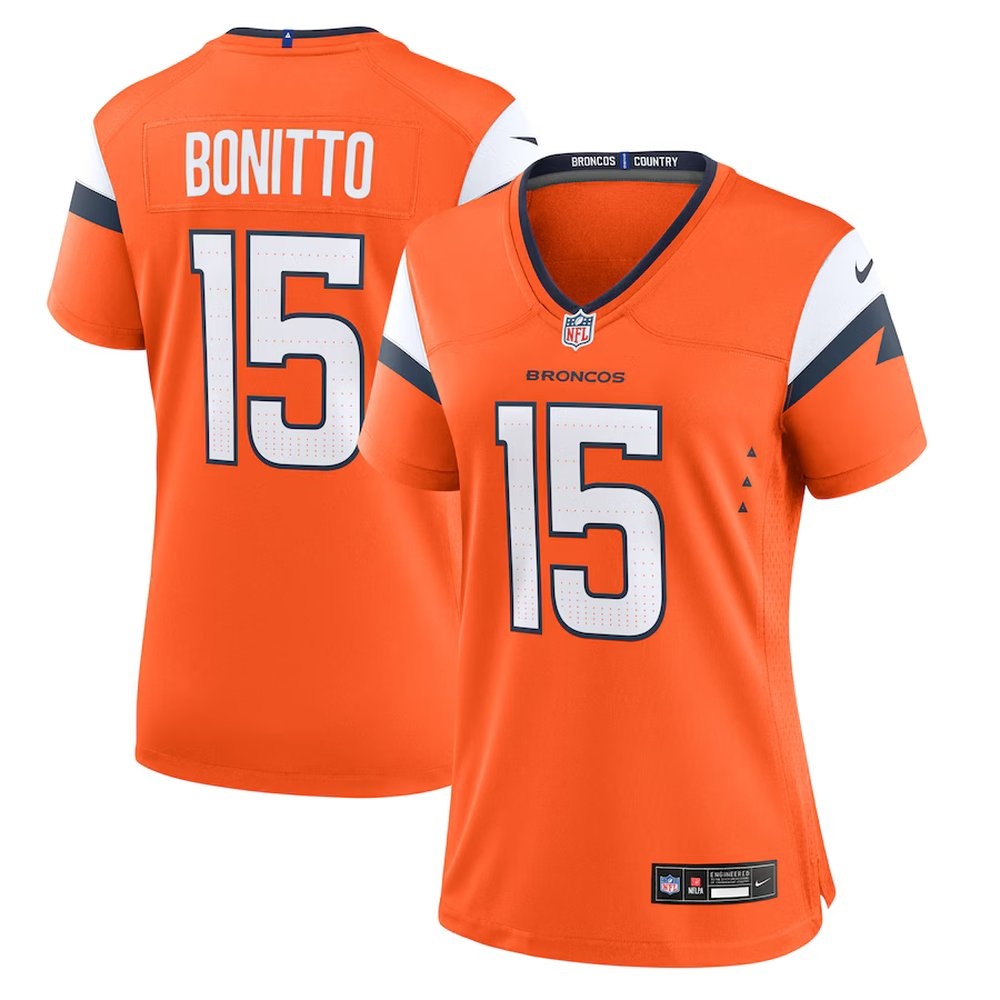 Women's Denver Broncos #15 Nik Bonitto Orange Team Game Jersey