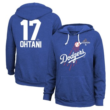 Women's Los Angeles Dodgers #17 Shohei Ohtani Threads Royal 2024 World Series Champions Hoodie Women's Los Angeles Dodgers #17 Shohei Ohtani Threads Royal 2024 World Series Champions Hoodie