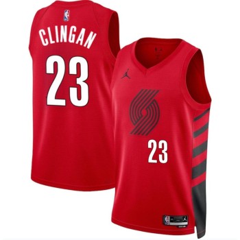 Men's Portland Trail Blazers #23 Donovan Clingan Red 2024 Draft Statement Edition Stitched Basketball Jersey Men's Portland Trail Blazers #23 Donovan Clingan Red 2024 Draft Statement Edition Stitched Basketball Jersey