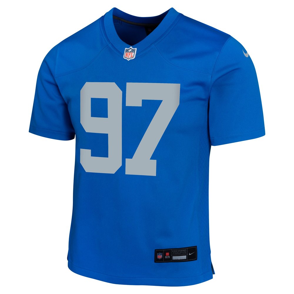 Youth Detroit Lions #97 Aidan Hutchinson Blue Alternate Game Jersey Youth Detroit Lions #97 Aidan Hutchinson Blue Alternate Game Jersey