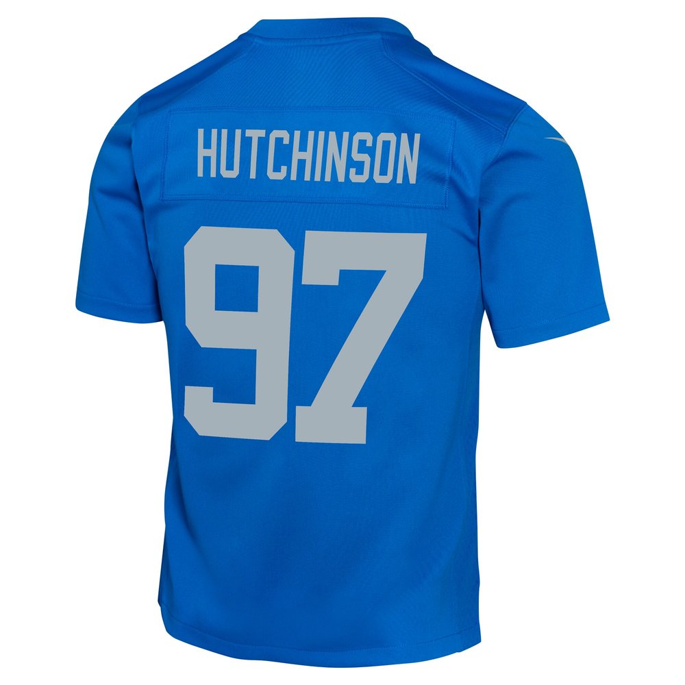 Youth Detroit Lions #97 Aidan Hutchinson Blue Alternate Game Jersey Youth Detroit Lions #97 Aidan Hutchinson Blue Alternate Game Jersey