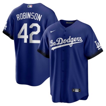 Men's Los Angeles Dodgers #42 Jackie Robinson Nike Royal City Connect Replica Player Jersey