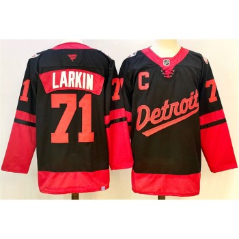 Youth Detroit Red Wings #71 Dylan Larkin Black With C Patch 2024-25 Stitched Jersey