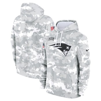 Men's New England Patriots Arctic Camo 2024 Salute to Service Club Fleece Pullover Hoodie