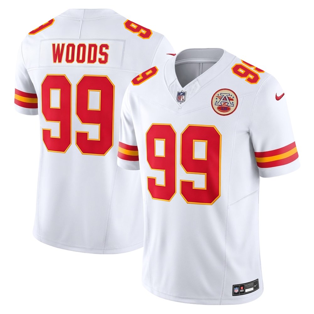 Men's Kansas City Chiefs Peter Woods White 2026 NFL Draft Vapor F.U.S.E. Limited Jersey