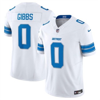 Men's Detroit Lions #0 Jahmyr Gibbs White 2025 F.U.S.E. Vapor Limited Stitched Jersey Men's Detroit Lions #0 Jahmyr Gibbs White 2025 F.U.S.E. Vapor Limited Stitched Jersey