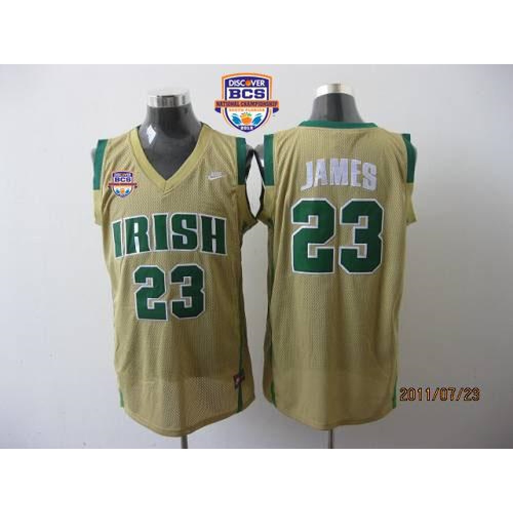 Fighting Irish #23 Lebron James Earth Yellow Basketball 2013 BCS National Championship Stitched NCAA Jersey