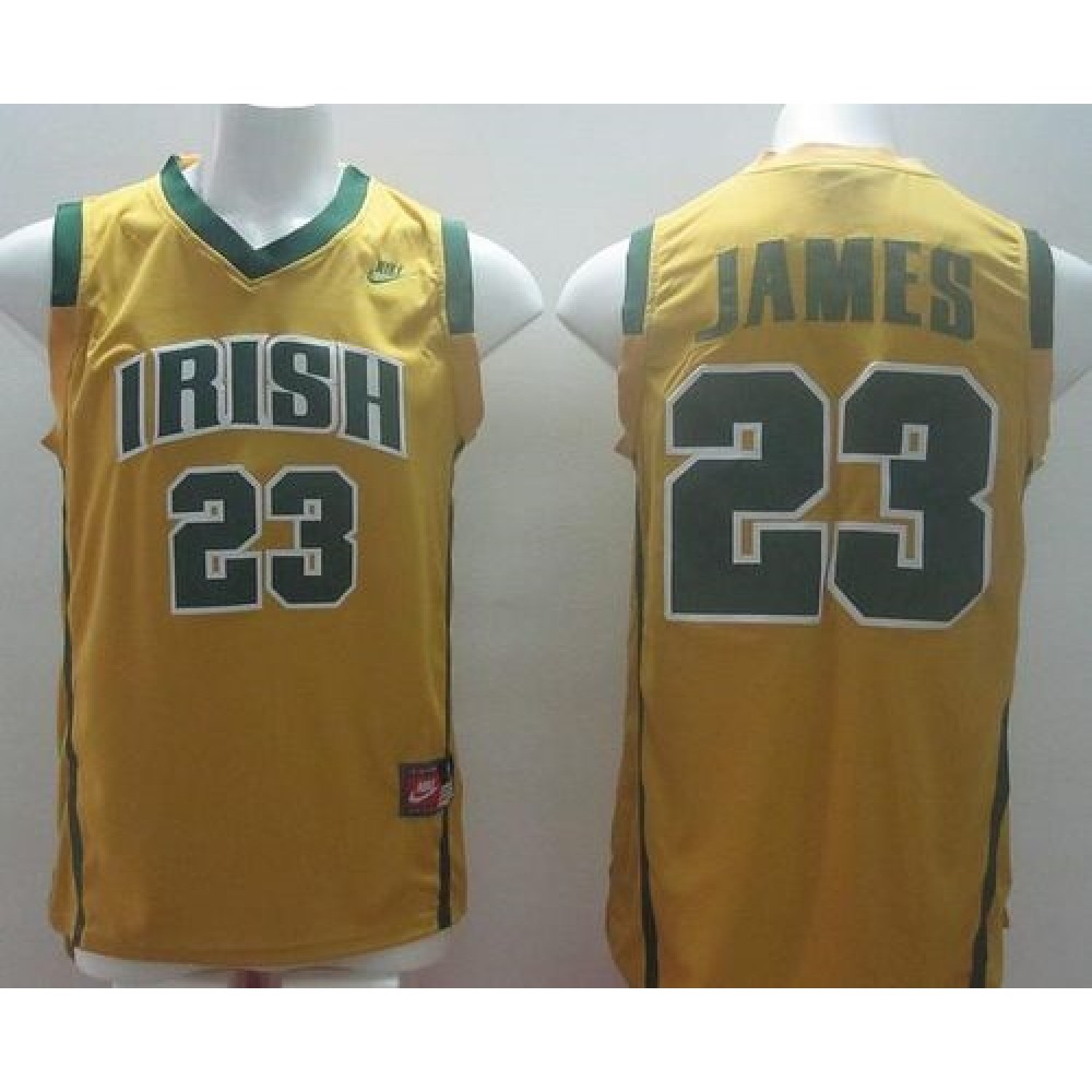 Fighting Irish #23 Lebron James Yellow Basketball Stitched NCAA Jersey