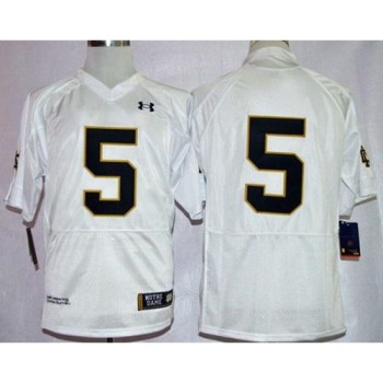 Fighting Irish #5 Everett Golson White Shamrock Series Stitched NCAA Jersey