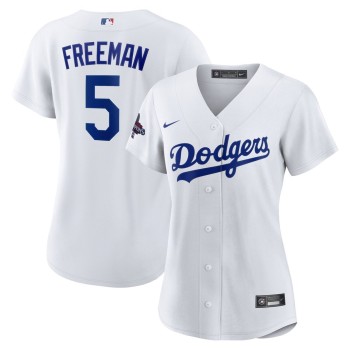 Women's Los Angeles Dodgers #5 Freddie Freeman White 2024 World Series Champions Home Replica Player Jersey Women's Los Angeles Dodgers #5 Freddie Freeman White 2024 World Series Champions Home Replica Player Jersey