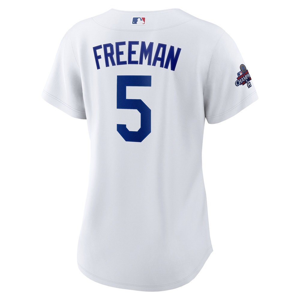 Women's Los Angeles Dodgers #5 Freddie Freeman White 2024 World Series Champions Home Replica Player Jersey Women's Los Angeles Dodgers #5 Freddie Freeman White 2024 World Series Champions Home Replica Player Jersey