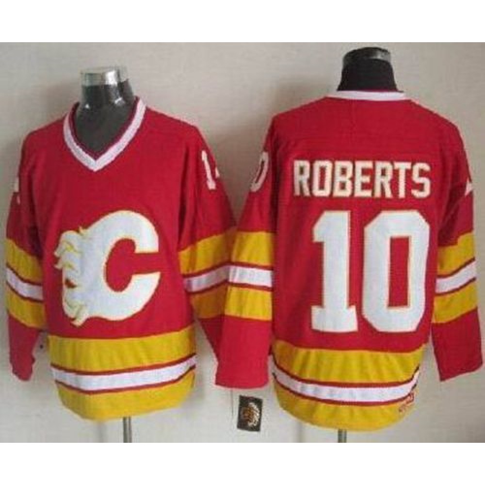 Flames #10 Gary Roberts Red CCM Throwback Stitched NHL Jersey