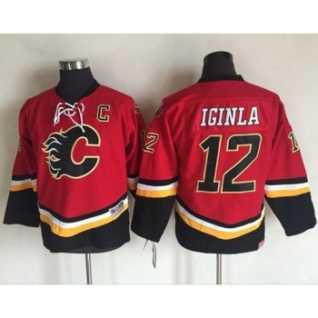 Flames #12 Jarome Iginla Red/Black CCM Throwback Stitched Youth NHL Jersey Flames #12 Jarome Iginla Red/Black CCM Throwback Stitched Youth NHL Jersey