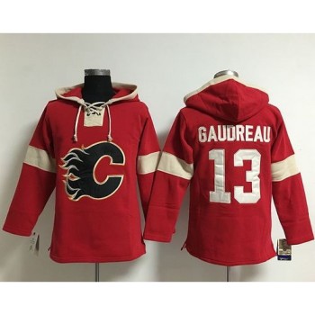 Flames #13 Johnny Gaudreau Red Pullover NHL Hoodie Flames #13 Johnny Gaudreau Red Pullover NHL Hoodie