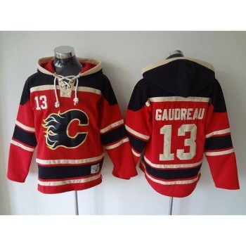 Flames #13 Johnny Gaudreau Red Sawyer Hooded Sweatshirt Stitched NHL Jersey Flames #13 Johnny Gaudreau Red Sawyer Hooded Sweatshirt Stitched NHL Jersey