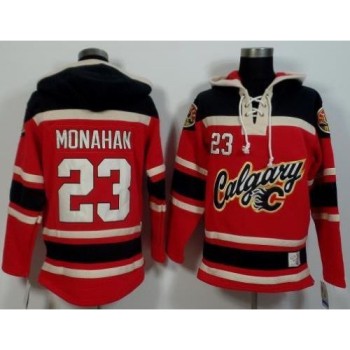Flames #23 Sean Monahan Red/Black Sawyer Hooded Sweatshirt Stitched NHL Jersey Flames #23 Sean Monahan Red/Black Sawyer Hooded Sweatshirt Stitched NHL Jersey