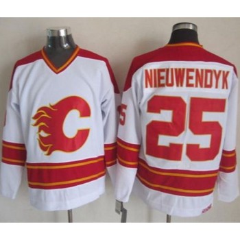 Flames #25 Joe Nieuwendyk White CCM Throwback Stitched NHL Jersey