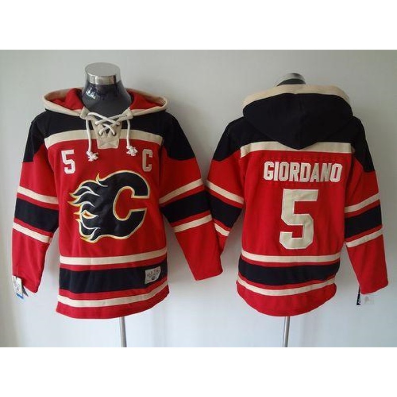 Flames #5 Mark Giordano Red Sawyer Hooded Sweatshirt Stitched NHL Jersey Flames #5 Mark Giordano Red Sawyer Hooded Sweatshirt Stitched NHL Jersey