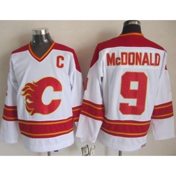 Flames #9 Lanny McDonald White CCM Throwback Stitched NHL Jersey Flames #9 Lanny McDonald White CCM Throwback Stitched NHL Jersey