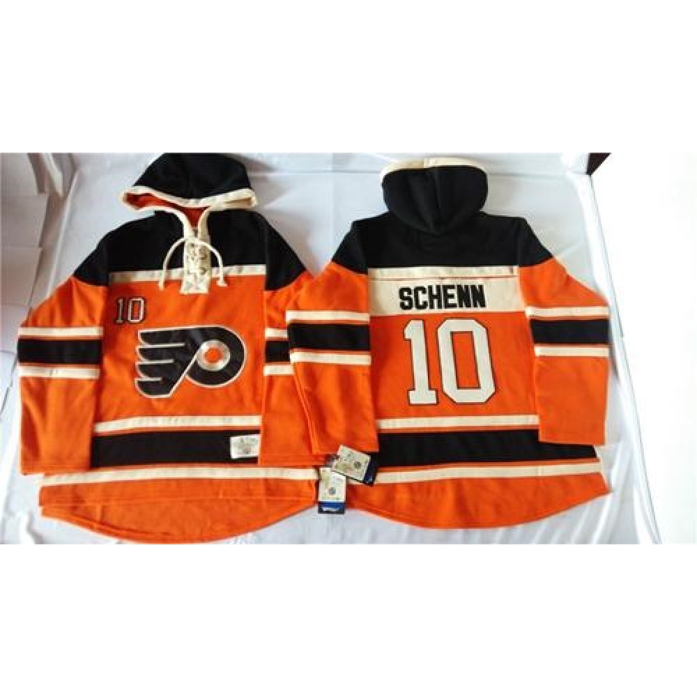 Flyers #10 Brayden Schenn Orange Sawyer Hooded Sweatshirt Stitched NHL Jersey