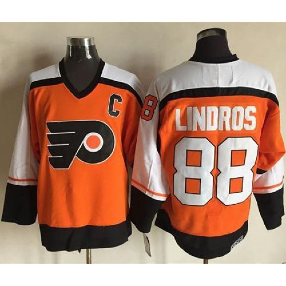 Flyers #88 Eric Lindros Orange CCM Throwback Stitched NHL Jersey