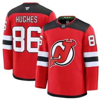 Men's New Jersey Devils #86 Jack Hughes Red 2024-25 Home Stitched Hockey Premium Jersey