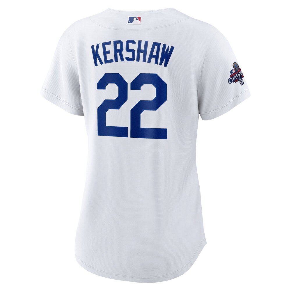 Women's Los Angeles Dodgers #22 Clayton Kershaw White 2024 World Series Champions Home Replica Player Jersey Women's Los Angeles Dodgers #22 Clayton Kershaw White 2024 World Series Champions Home Replica Player Jersey