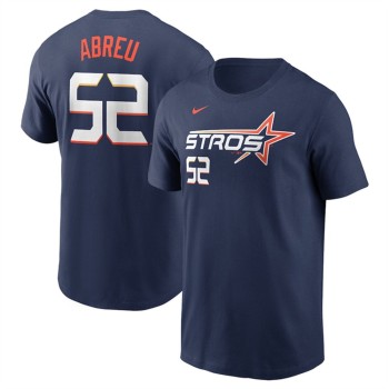 Men's Houston Astros #52 Bryan Abreu Navy 2025 City Connect Fuse Name & Number T-Shirt Men's Houston Astros #52 Bryan Abreu Navy 2025 City Connect Fuse Name & Number T-Shirt