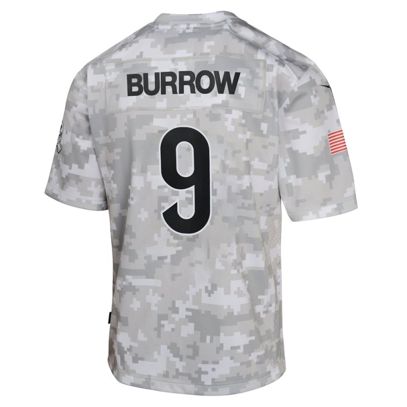 Youth Cincinnati Bengals Joe Burrow Arctic Camo 2024 Salute to Service Game Jersey Youth Cincinnati Bengals Joe Burrow Arctic Camo 2024 Salute to Service Game Jersey