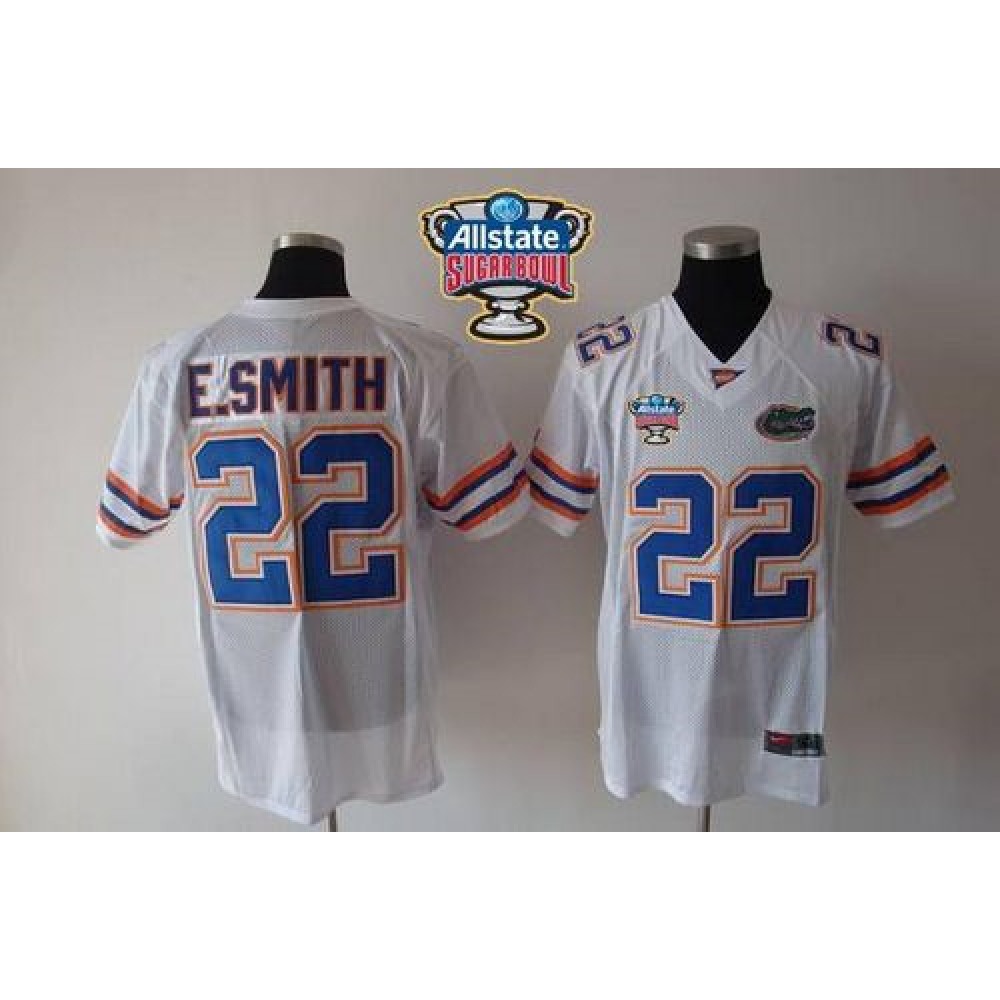 Gators #22 E.Smith White Allstate Sugar Bowl Stitched NCAA Jersey