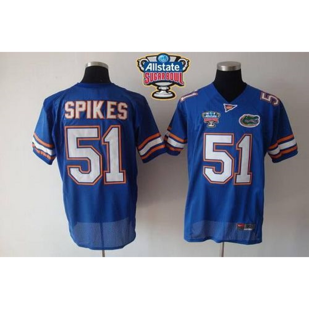 Gators #51 Brandon Spikes Blue Allstate Sugar Bowl Stitched NCAA Jersey