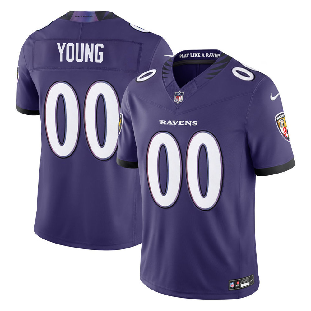 Youth Baltimore Ravens Zion Young Purple 2026 NFL Draft Vapor F.U.S.E. Limited Jersey