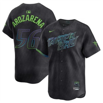 Youth Tampa Bay Rays #56 Randy Arozarena Charcoal 2024 City Connect Limited Stitched Baseball Jersey Youth Tampa Bay Rays #56 Randy Arozarena Charcoal 2024 City Connect Limited Stitched Baseball Jersey