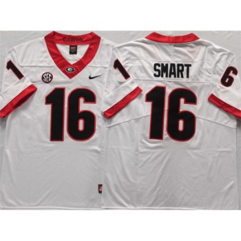 Georgia Bulldogs #16 Smart White Stitched Jersey Georgia Bulldogs #16 Smart White Stitched Jersey