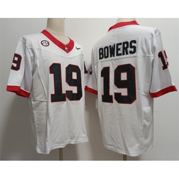Georgia Bulldogs #19 Brock Bowers White Stitched Jersey Georgia Bulldogs #19 Brock Bowers White Stitched Jersey