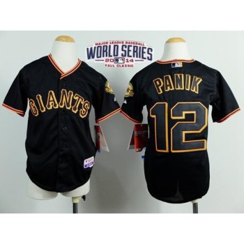 Giants #12 Joe Panik Black Cool Base W/2014 World Series Patch Stitched Youth MLB Jersey Giants #12 Joe Panik Black Cool Base W/2014 World Series Patch Stitched Youth MLB Jersey