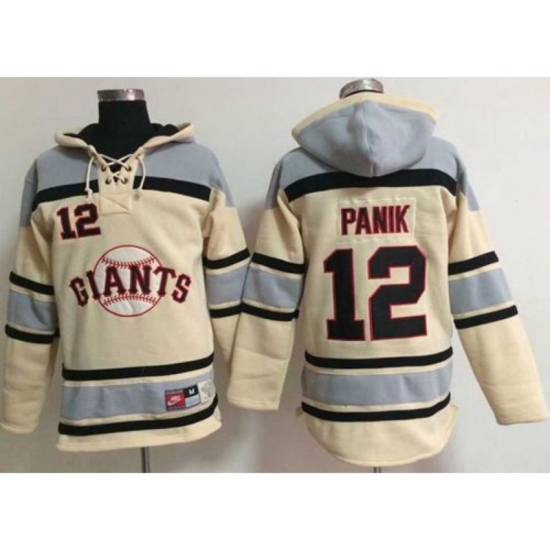 Giants #12 Joe Panik Cream Sawyer Hooded Sweatshirt MLB Hoodie Giants #12 Joe Panik Cream Sawyer Hooded Sweatshirt MLB Hoodie