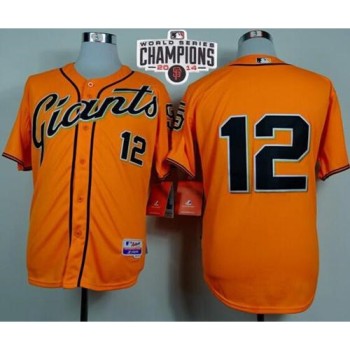 Giants #12 Joe Panik Orange Alternate Cool Base W/2014 World Series Champions Patch Stitched MLB Jersey Giants #12 Joe Panik Orange Alternate Cool Base W/2014 World Series Champions Patch Stitched MLB Jersey